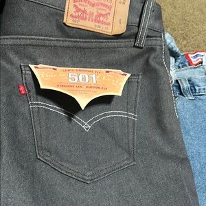 Levi's Black Straight Jeans with Iconic Logo Patch